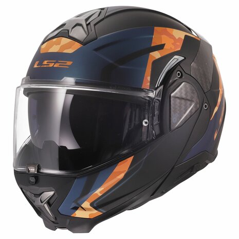 LS2 FF910 Advant II systeemhelm Glide mat zwart oranje