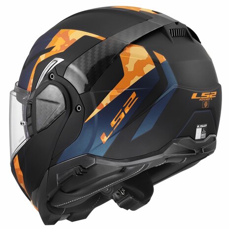 LS2 FF910 Advant II systeemhelm Glide mat zwart oranje