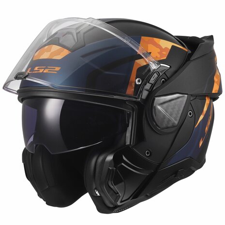 LS2 FF910 Advant II systeemhelm Glide mat zwart oranje