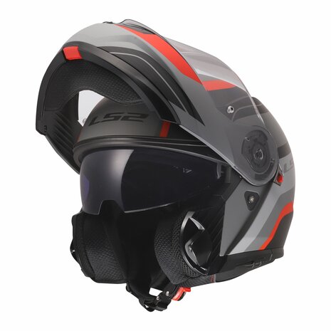 LS2 FF908 Strobe II systeemhelm Monza mat zwart grijs rood