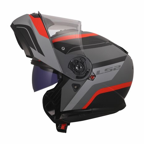 LS2 FF908 Strobe II systeemhelm Monza mat zwart grijs rood