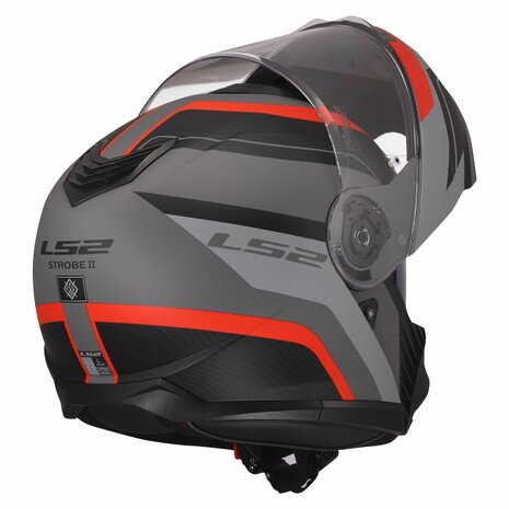 LS2 FF908 Strobe II systeemhelm Monza mat zwart grijs rood