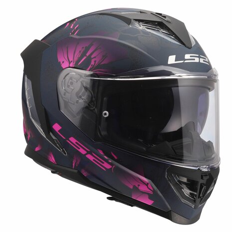 LS2 FF818 Storm III helm Burst mat zwart roze