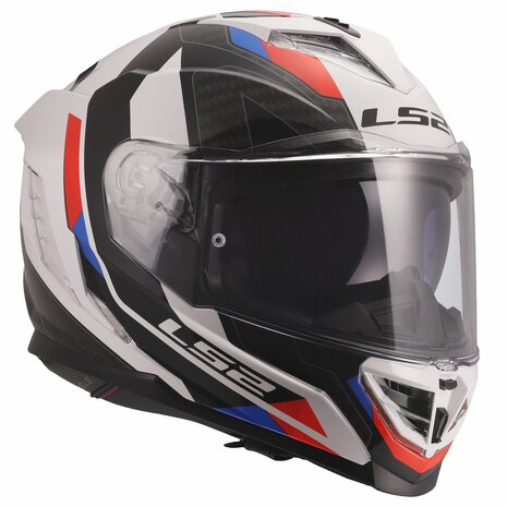 LS2 FF818 Storm III helm Sporty glans wit blauw rood