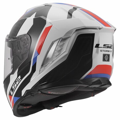 LS2 FF818 Storm III helm Sporty glans wit blauw rood