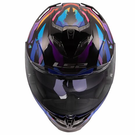 LS2 FF818 Storm III helm Kaos glans zwart paars blauw