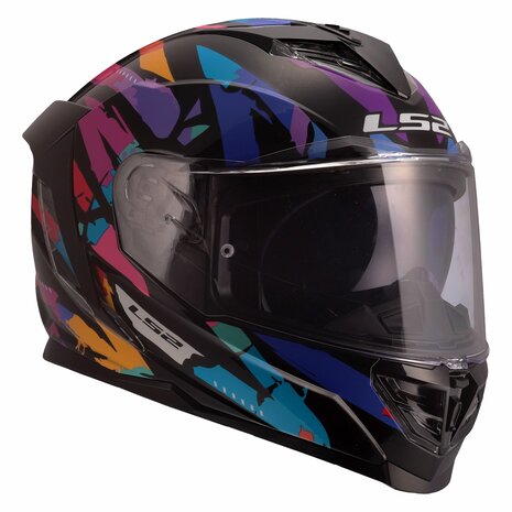 LS2 FF818 Storm III helm Kaos glans zwart paars blauw