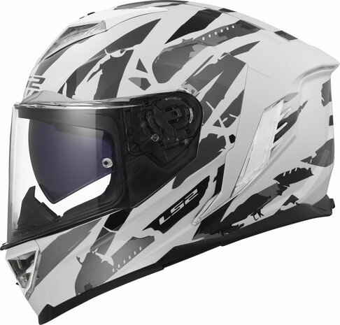 LS2 FF818 Storm III helm Kaos glans wit grijs