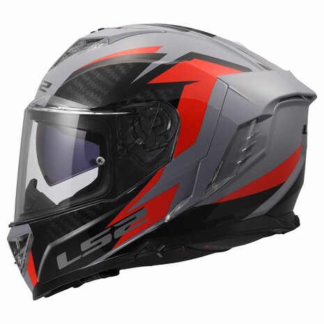 LS2 FF818 Storm III helm Dynamo glans grijs rood