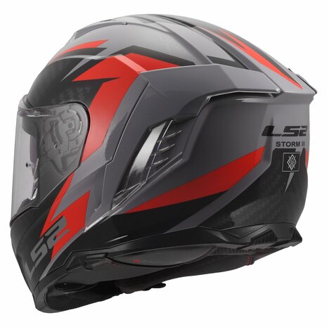 LS2 FF818 Storm III helm Dynamo glans grijs rood