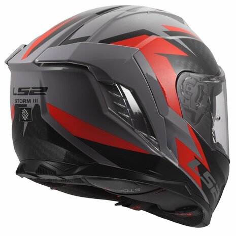 LS2 FF818 Storm III helm Dynamo glans grijs rood