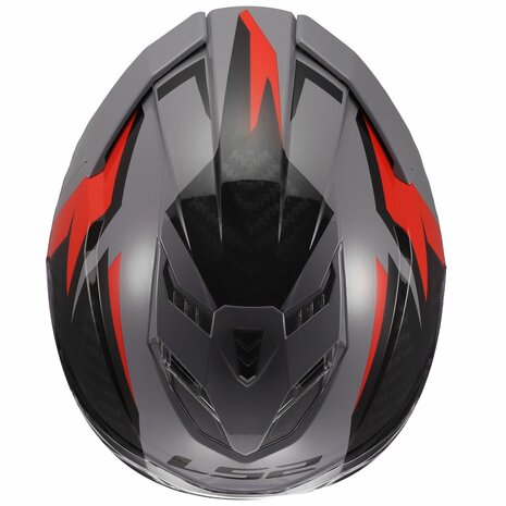 LS2 FF818 Storm III helm Dynamo glans grijs rood