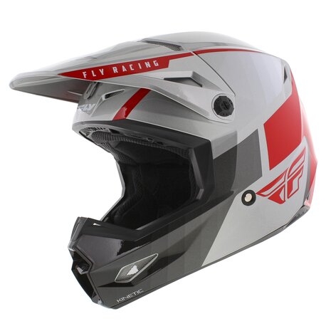 Fly Racing Kinetic crosshelm Drift glans grijs rood