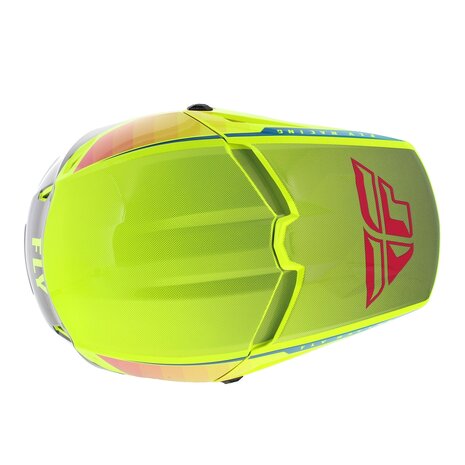 Fly Racing Kinetic crosshelm Drift glans blauw geel grijs