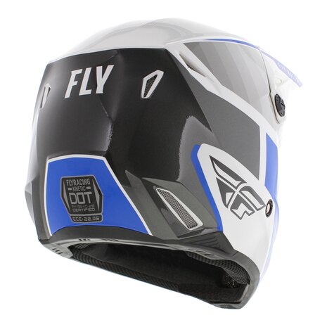 Fly Racing Kinetic crosshelm Drift glans blauw wit grijs - Maat L