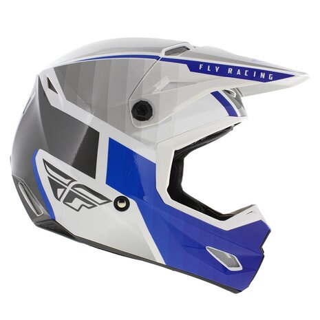 Fly Racing Kinetic crosshelm Drift glans blauw wit grijs - Maat L
