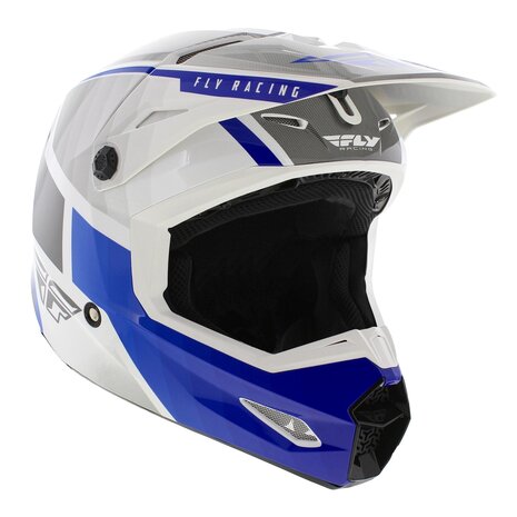 Fly Racing Kinetic crosshelm Drift glans blauw wit grijs - Maat L