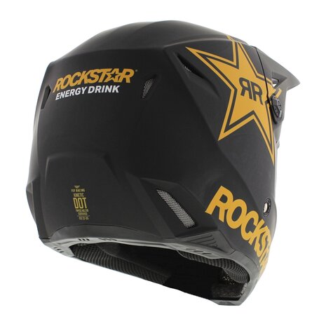 Fly Racing Kinetic crosshelm Rockstar mat zwart goud - Maat M