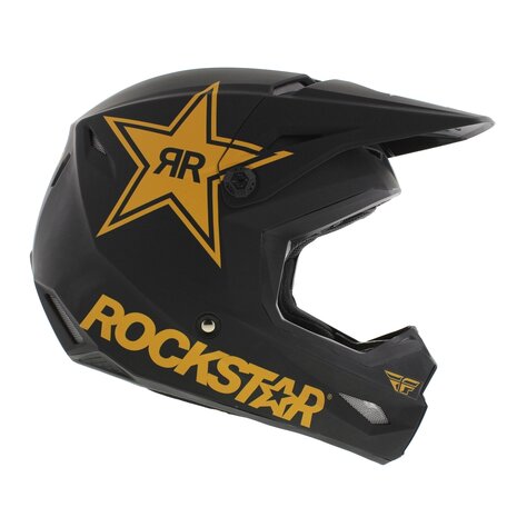 Fly Racing Kinetic crosshelm Rockstar mat zwart goud - Maat M