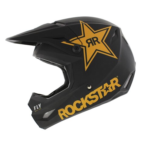 Fly Racing Kinetic crosshelm Rockstar mat zwart goud - Maat M