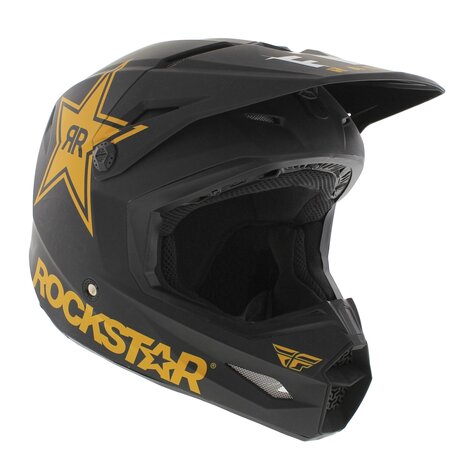 Fly Racing Kinetic crosshelm Rockstar mat zwart goud - Maat M