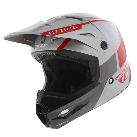 Fly Racing Kinetic kinder crosshelm Drift glans grijs rood
