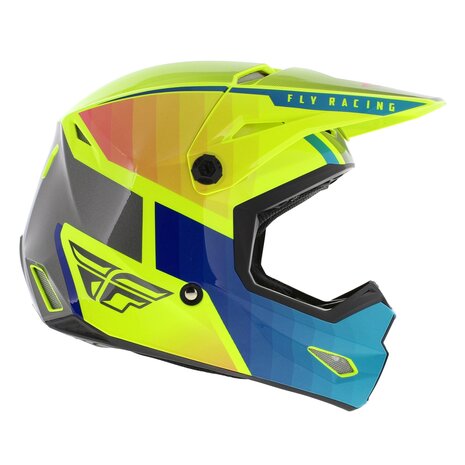 Fly Racing Kinetic kinder crosshelm Drift glans blauw geel grijs