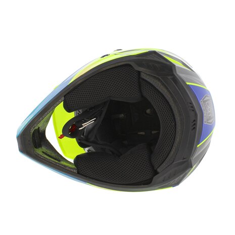 Fly Racing Kinetic kinder crosshelm Drift glans blauw geel grijs