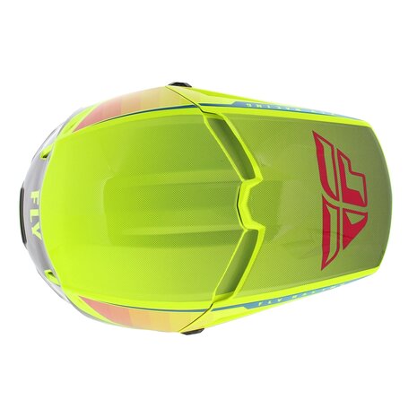 Fly Racing Kinetic kinder crosshelm Drift glans blauw geel grijs
