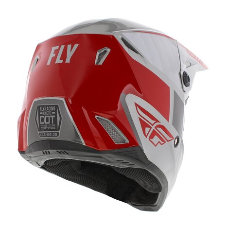 Fly Racing Kinetic kinder crosshelm Drift glans grijs rood