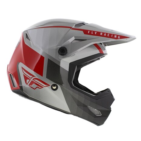 Fly Racing Kinetic kinder crosshelm Drift glans grijs rood