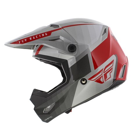 Fly Racing Kinetic kinder crosshelm Drift glans grijs rood