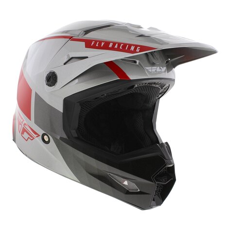 Fly Racing Kinetic kinder crosshelm Drift glans grijs rood