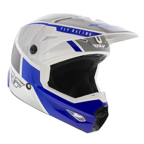 Fly Racing Kinetic kinder crosshelm Drift glans blauw wit grijs