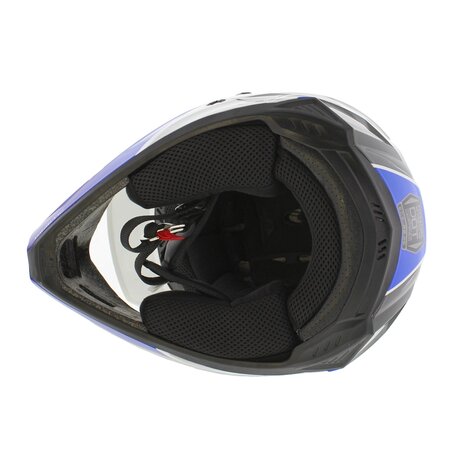 Fly Racing Kinetic kinder crosshelm Drift glans blauw wit grijs