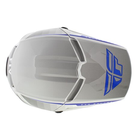 Fly Racing Kinetic kinder crosshelm Drift glans blauw wit grijs