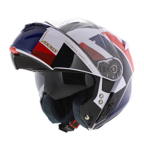 Axxis Storm S SV systeemhelm Diamond glans wit blauw rood