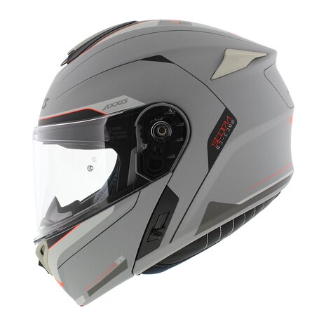 Axxis Storm S SV systeemhelm Genuine mat grijs zilver oranje - Maat XS