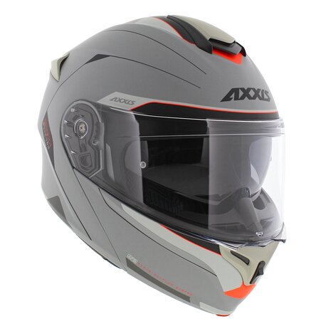 Axxis Storm S SV systeemhelm Genuine mat grijs zilver oranje - Maat XS