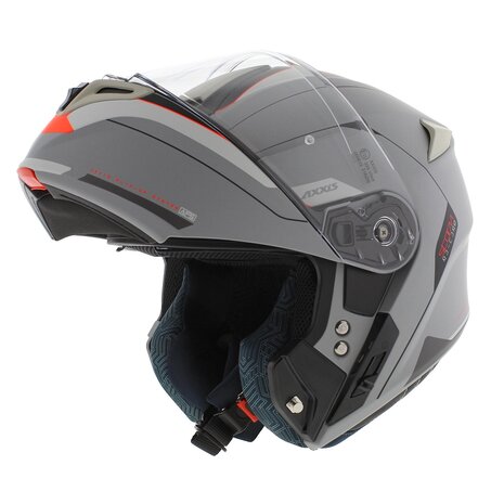 Axxis Storm S SV systeemhelm Genuine mat grijs zilver oranje - Maat XS