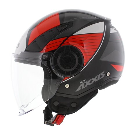 Axxis Metro S jethelm Bird glans zwart rood grijs