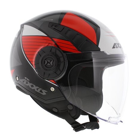 Axxis Metro S jethelm Bird glans zwart rood grijs