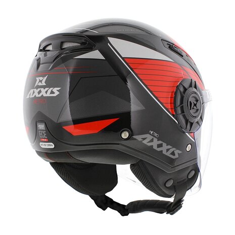Axxis Metro S jethelm Bird glans zwart rood grijs