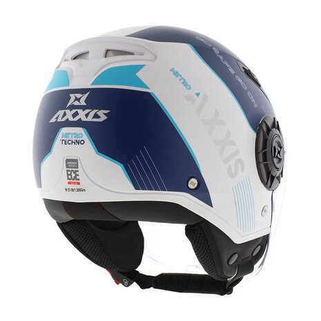Axxis Metro S jethelm Techno mat blauw wit - Maat M