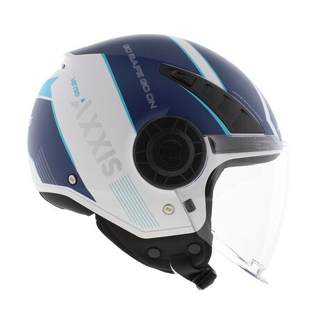Axxis Metro S jethelm Techno mat blauw wit - Maat M