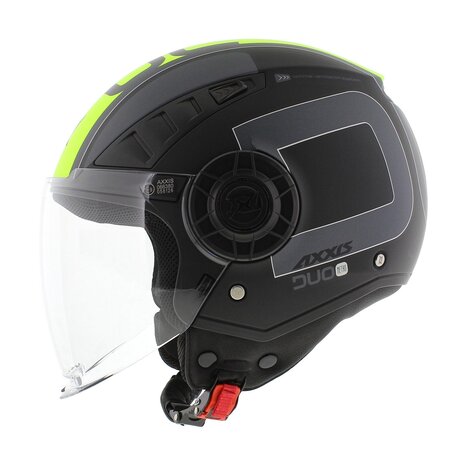 Axxis Metro S jethelm Duo mat zwart geel - Maat XXS - Kinder scooterhelm, brommerhelm, motorhelm