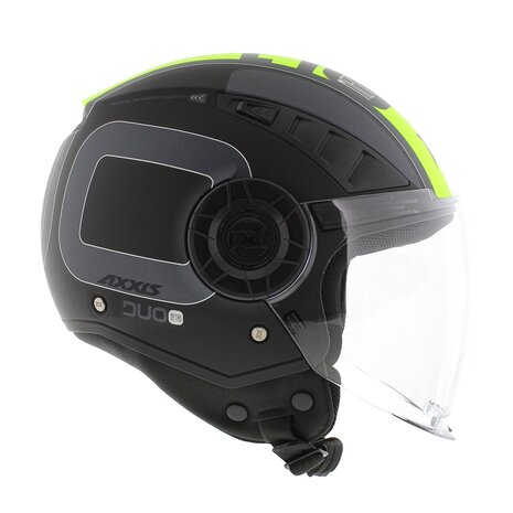 Axxis Metro S jethelm Duo mat zwart geel - Maat XXS - Kinder scooterhelm, brommerhelm, motorhelm