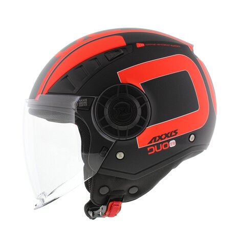 Axxis Metro S jethelm Duo mat zwart rood - Maat XXS - Kinder helm voor scooter &amp; motor