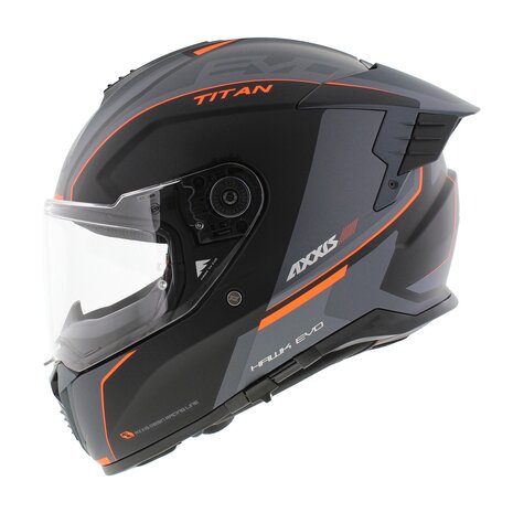 Axxis Hawk SV Evo Integraal helm Titan B4 mat zwart oranje grijs