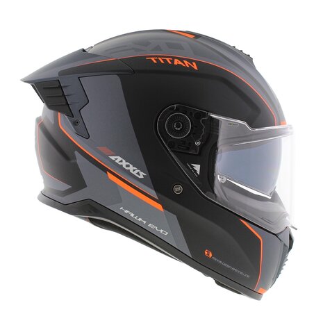 Axxis Hawk SV Evo Integraal helm Titan B4 mat zwart oranje grijs